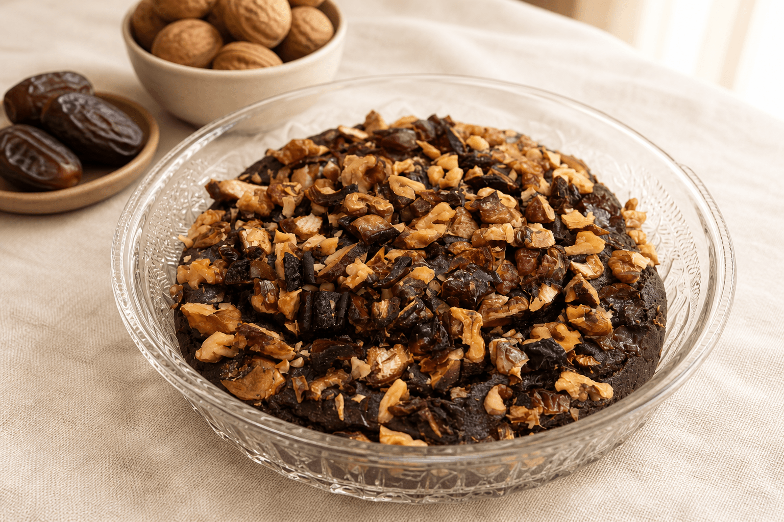 Dates & Walnut Cake — ragi and whole-wheat batter, no refined sugar